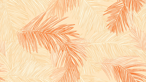 Papier peint feuillage tropical Motif de palmiers aux couleurs chaudes sur fond beige