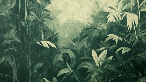 Papier peint feuillage tropical Motif luxuriant de feuillage vert et blanc