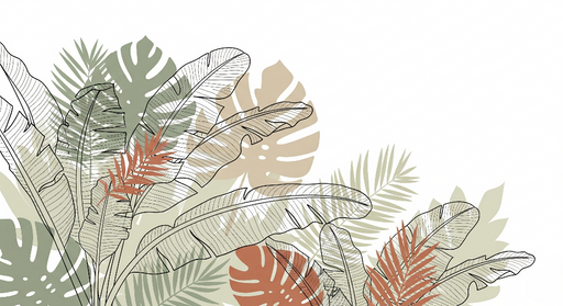 Papier peint feuillage tropical Motifs de feuilles délicates sur fond clair