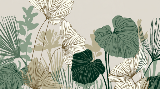 Papier peint feuillage tropical Motifs de feuilles élégants sur fond neutre