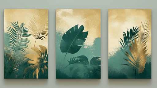 Papier peint feuillage tropical Motifs de feuilles luxuriantes avec des touches dorées