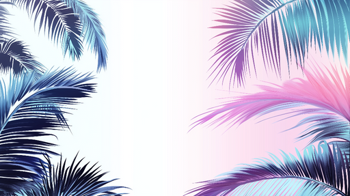 Papier peint feuillage tropical Palmiers en dégradé bleu et rose