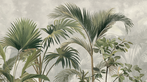 Papier peint feuillage tropical Palmiers luxuriants et feuillage détaillé