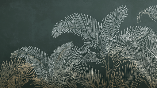 Papier peint feuillage tropical Silhouettes élégantes de palmiers sur fond sombre