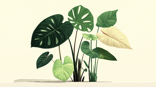 Papier peint feuillage tropical Un ensemble luxuriant de feuilles dans des nuances de vert et de crème