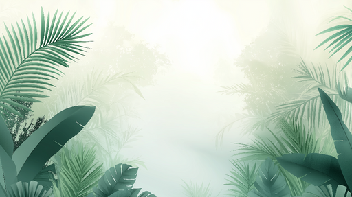Papier peint feuillage tropical Un paysage luxuriant dans un brouillard doux