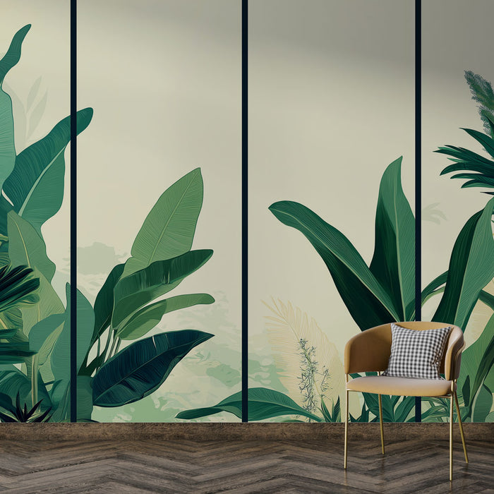 Papier peint feuillage tropical | Une composition luxuriante de plantes exotiques