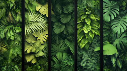 Papier peint feuillage Un mur de verdure luxuriante avec variétés de feuilles vertes