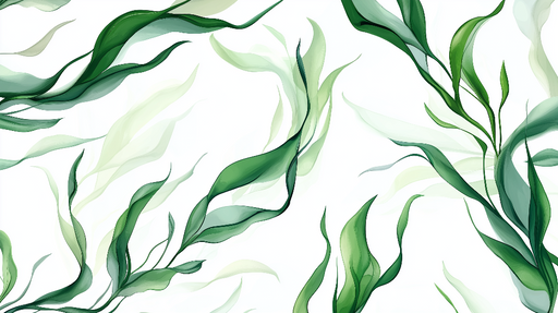 Papier peint feuillage vert Algues aux teintes vertes