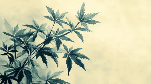 Papier peint feuillage vert Artemisia et fond beige