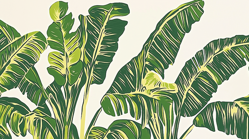 Papier peint feuillage vert Bananier bicolore