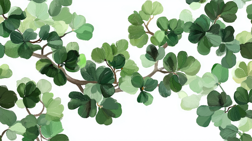 Papier peint feuillage vert Branches marrons et feuilles rondes vertes