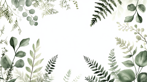 Papier peint feuillage vert Contour floral