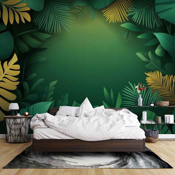 Papier peint feuillage vert | Contour tropical