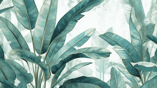 Papier peint feuillage vert d eau et or