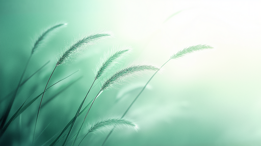 Papier peint feuillage vert d'eau Herbes sauvages et lumiere