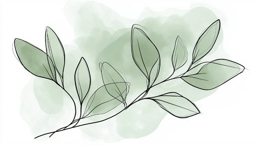 Papier peint feuillage vert Dessin et vert pastel