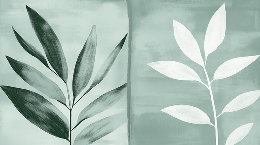 Papier peint feuillage vert Duo vert d'eau et vert fonce