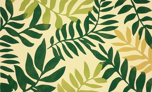 Papier peint feuillage vert et beige Peinture en panoramique