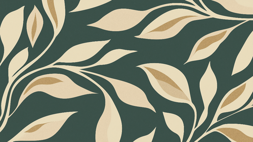 Papier peint feuillage vert et beige Petites touches dorées