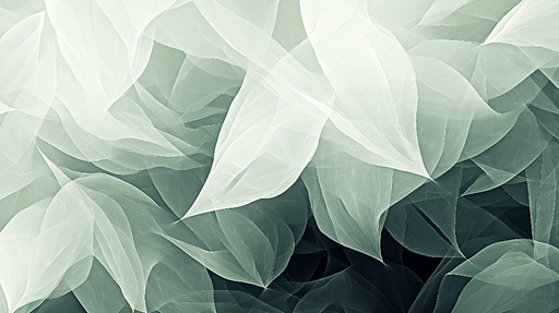 Papier peint feuillage vert et blanc Feuilles et voile transparent
