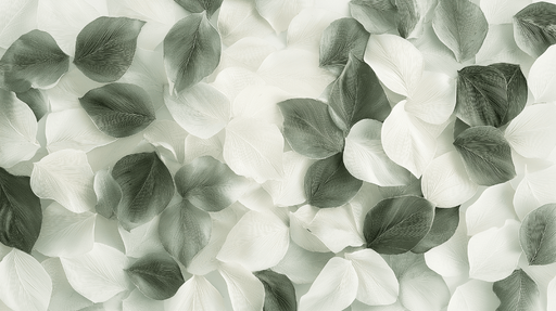 Papier peint feuillage vert et blanc Tombée de feuilles