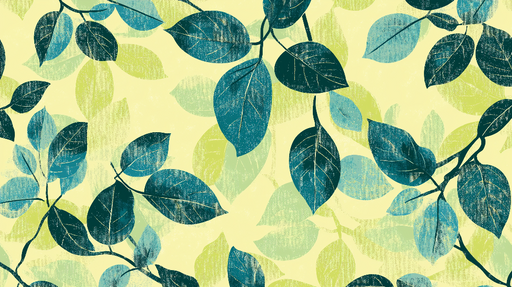 Papier peint feuillage vert et bleu Alternance feuilles vertes et bleues