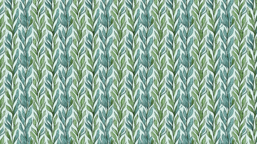 Papier peint feuillage vert et bleu Motif de feuilles stylisées en aquarelle sur fond clair