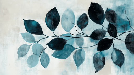 Papier peint feuillage vert et bleu Teintes pastel