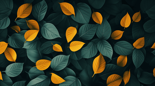 Papier peint feuillage vert et jaune Ambiance sombre
