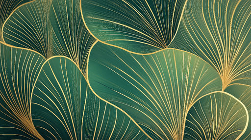 Papier peint feuillage vert et or Grandes feuilles vertes et dorées