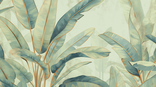 Papier peint feuillage vert et or