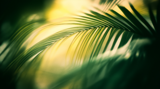 Papier peint feuillage vert Feuille de palmier en premier plan