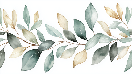 Papier peint feuillage vert Feuilles beige et vert gris