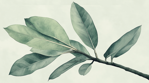 Papier peint feuillage vert feuilles sur branche aux teintes pastel