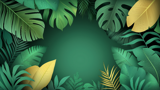 Papier peint feuillage vert Feuilles tropicales vertes et jaune