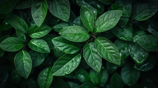 Papier peint feuillage vert Feuilles vertes et pluie fine