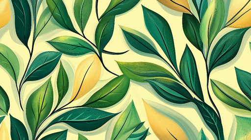 Papier peint feuillage vert Fond beige et variations de couleurs