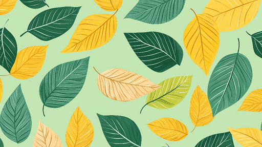 Papier peint feuillage vert Fond vert pastel et feuilles multicolores