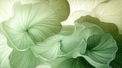 Papier peint feuillage vert Grandes feuilles abstraites en pastel