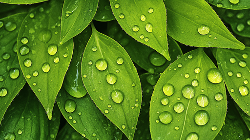 Papier peint feuillage vert Grandes feuilles apres la pluie