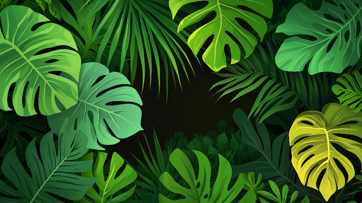 Papier peint feuillage vert Monsteras et variations de verts