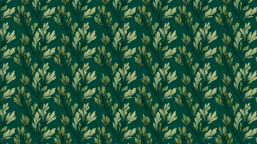 Papier peint feuillage vert Motif élégant de plantes sur fond vert foncé