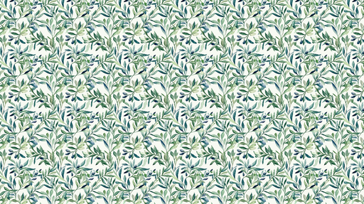 Papier peint feuillage vert Motif raffiné de feuillage aquarelle avec des touches de bleu