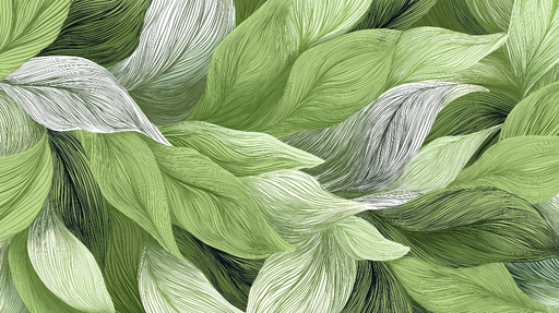 Papier peint feuillage vert Motiv délicat de feuilles ondulées en nuances de vert