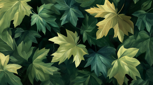 Papier peint feuillage vert Nuances de vert en peinture