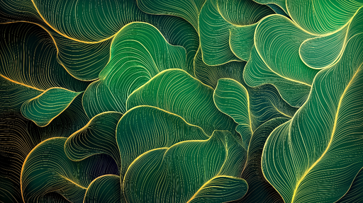 Papier peint feuillage vert Ondulations florales