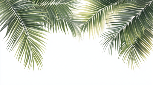 Papier peint feuillage vert Pastel de branches de palmiers tombantes