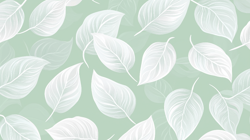 Papier peint feuillage vert pastel Feuilles blanches