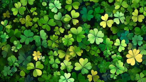 Papier peint feuillage vert Trèfles à quatre feuilles